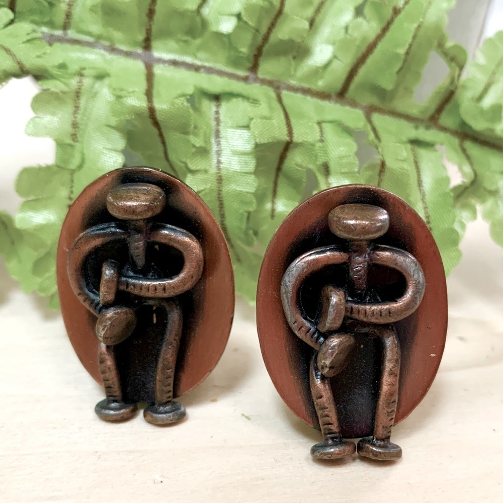 Vintage 1940’s Copper Figural Earrings